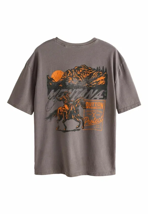 Футболка с принтом Yellowstone Graphic Print T-shirt Next, brown, коричневый