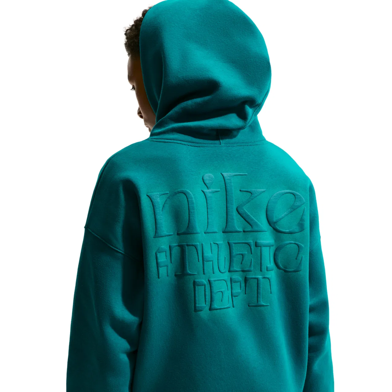 Детское худи оверсайз с принтом Nike NSW Club Fleece OS Hoodie, Bright Spruce Bright Spruce Energy — фото 2
