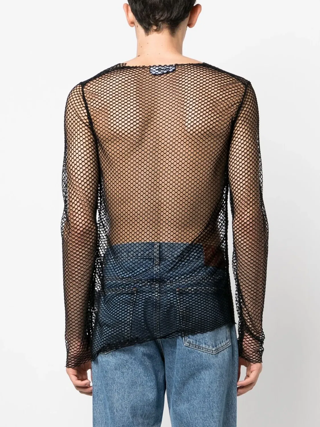 Сетчатый топ с длинными рукавами Dsquared2, черный — фото 4