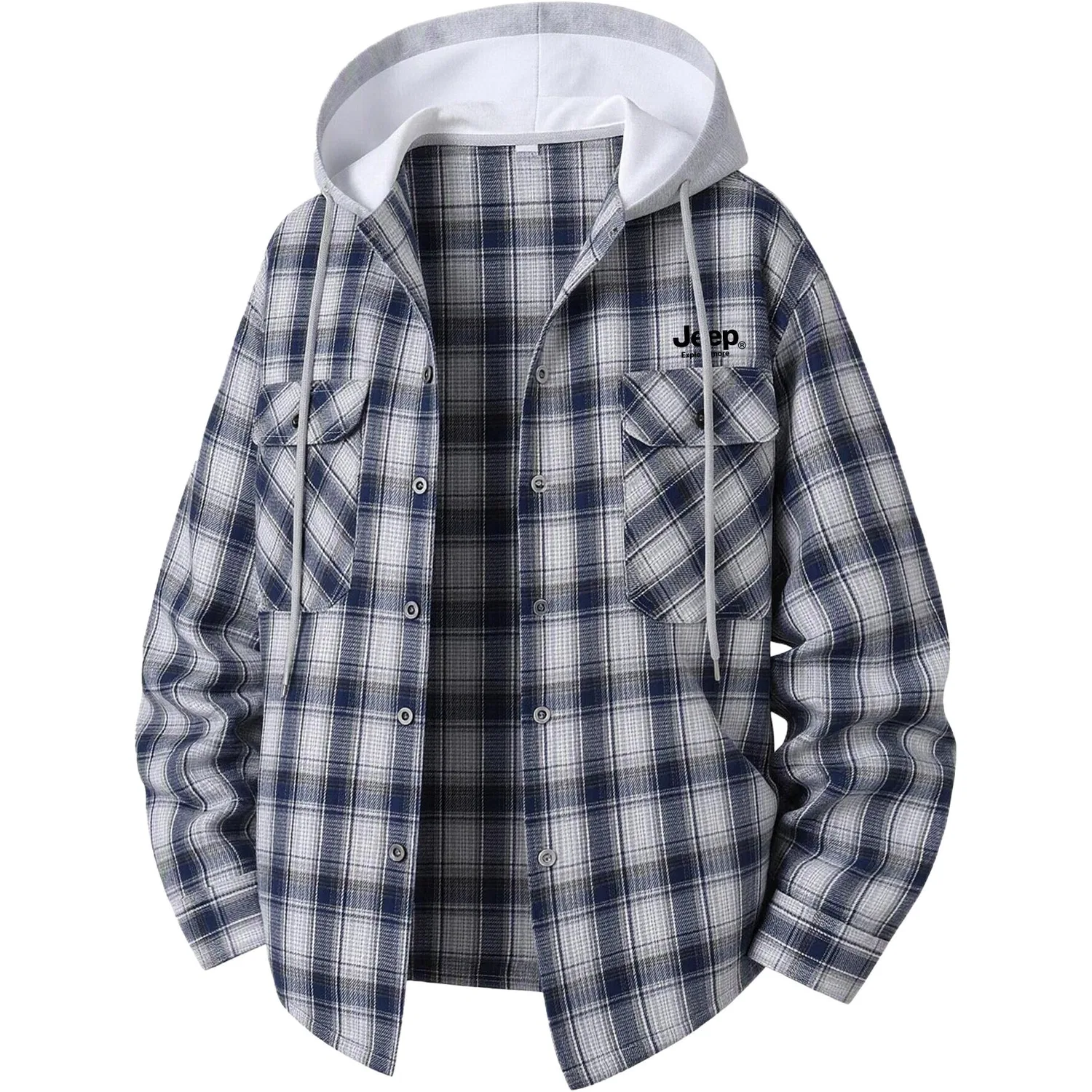 Детская рубашка с капюшоном прямого кроя Blue Plaid Jeep