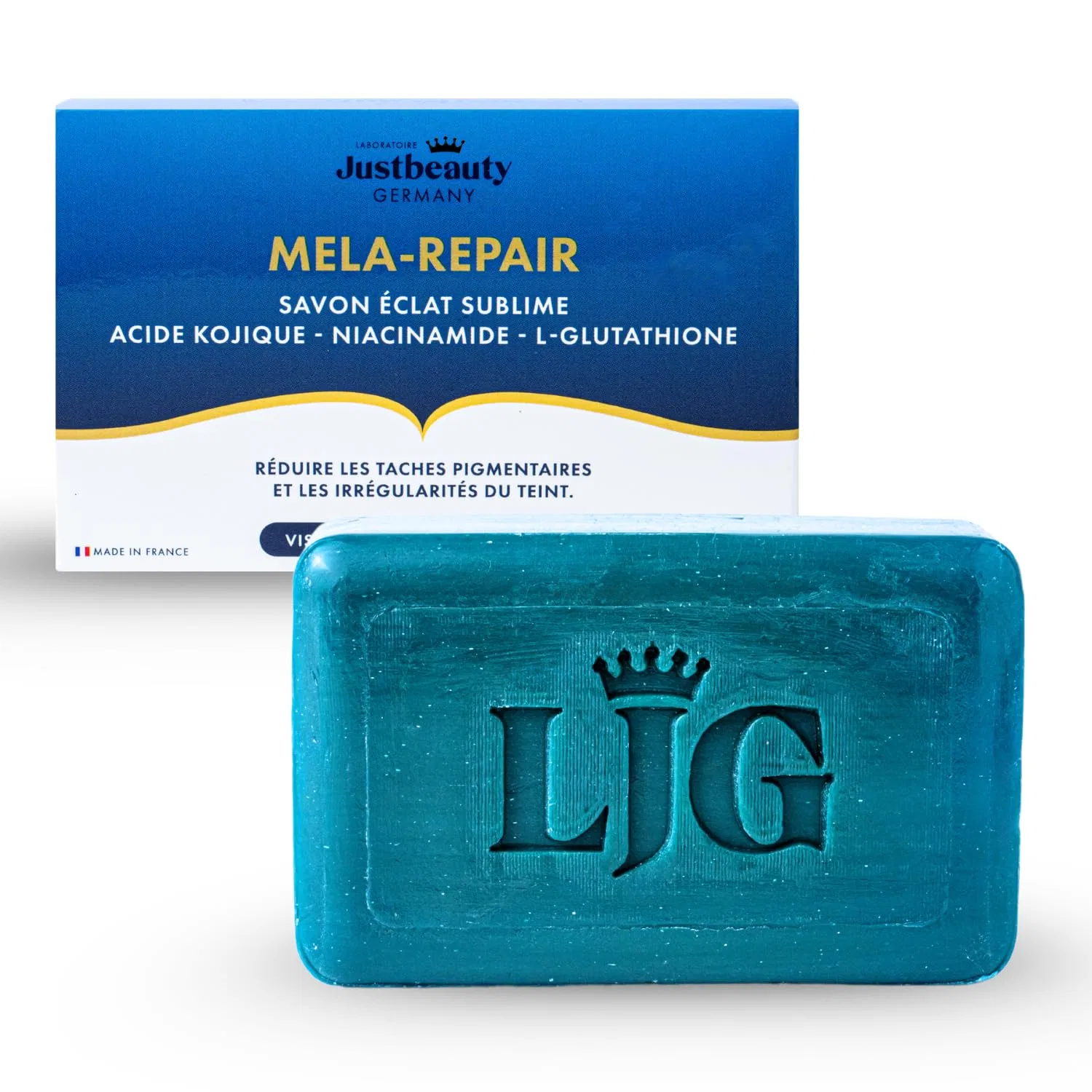 Мыло для лица и тела Mela Repair с койевой кислотой, ниацинамидом, глутатионом и арбутином, 200 г, Laboratoire Justbeauty Germany — фото 2