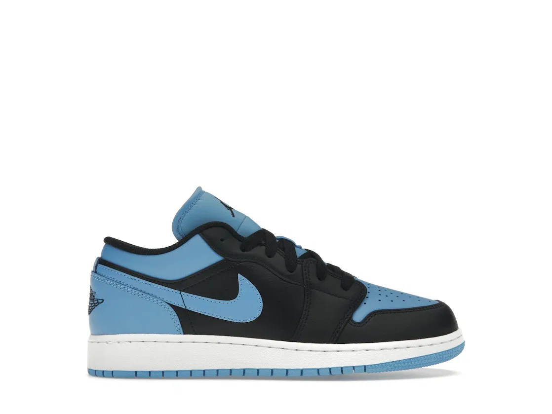 Детские кроссовки с перфорацией Jordan 1 Low Jordan, Black/Black/University Blue/White