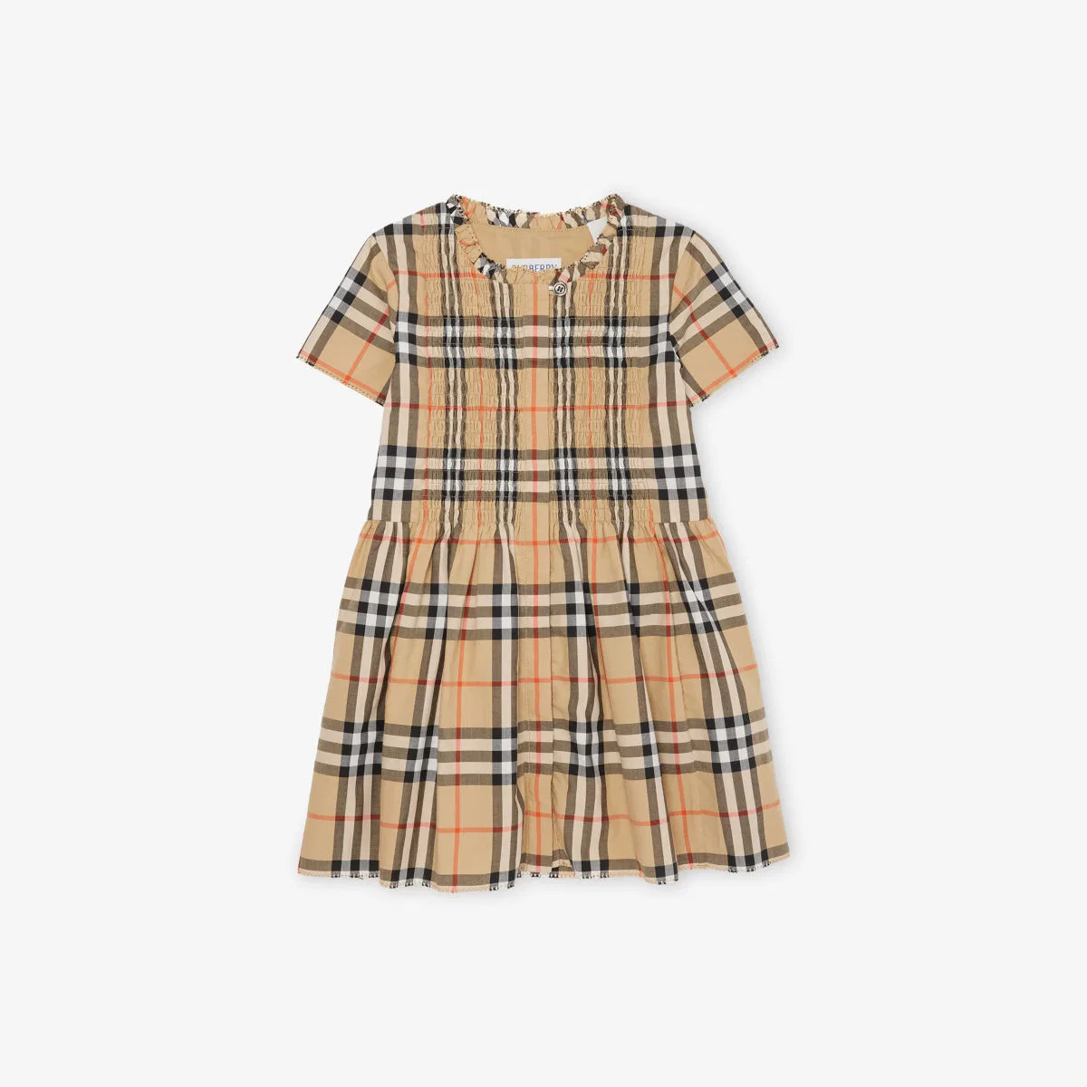 Хлопковое платье в клетку со сборками, размер 6 месяцев - 3 года Burberry