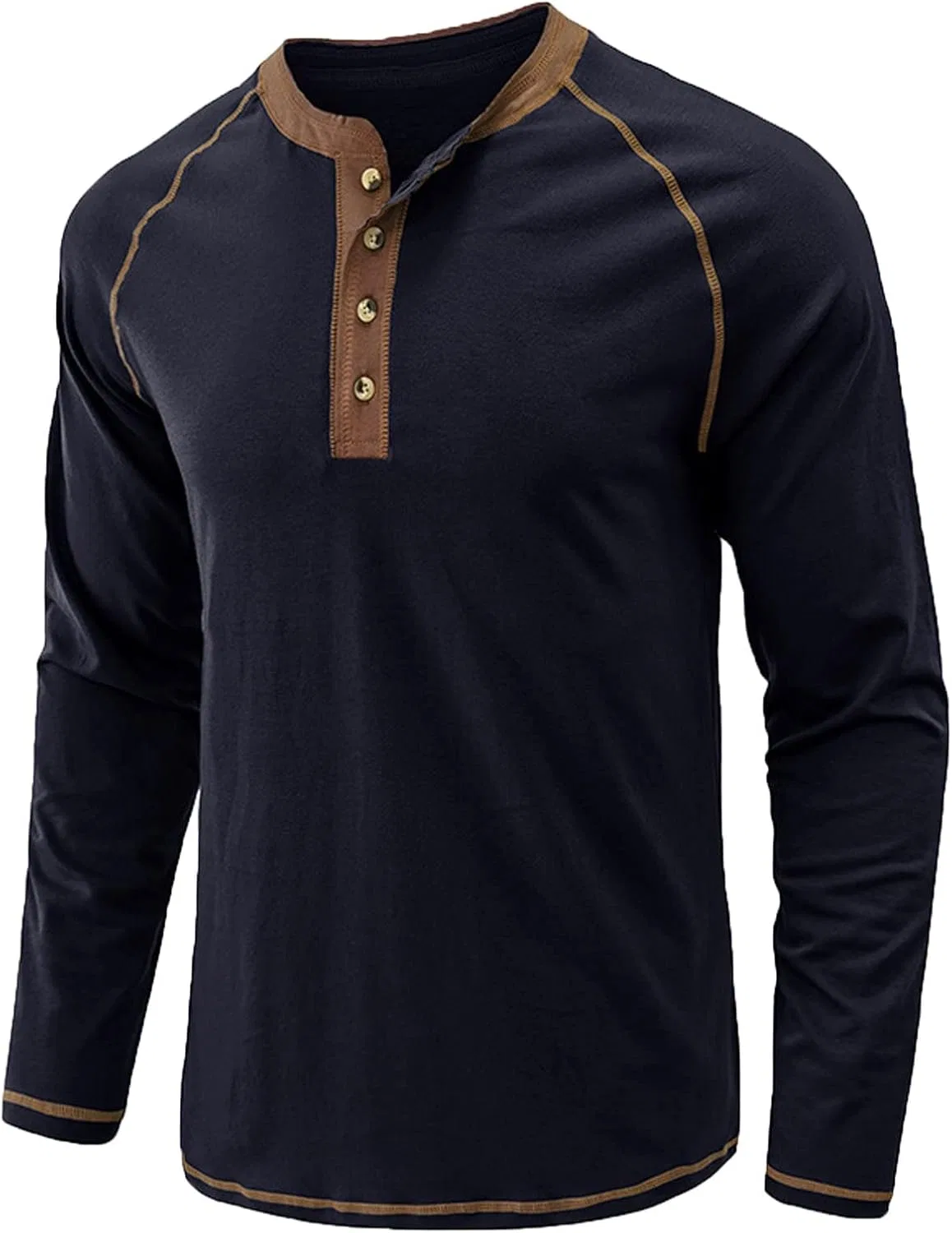 Мужская легкая толстовка с четвертью пуговиц, Slim Fit, Crewneck, Blue