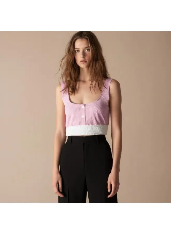 Топ без рукавов с контрастными полосами Zara, розовый — фото 3