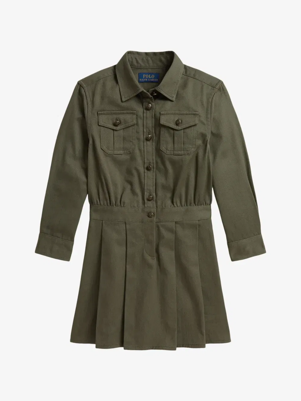 Платье со складками POLO RALPH LAUREN KIDS, зеленый