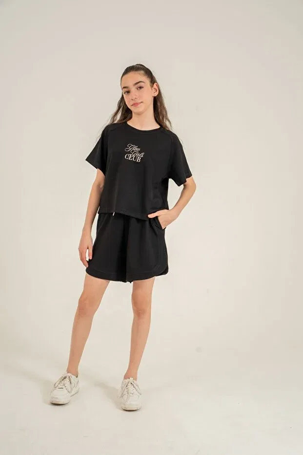 Детский комплект для девочек с вышивкой Glow girls club Mışıl Kids, Black