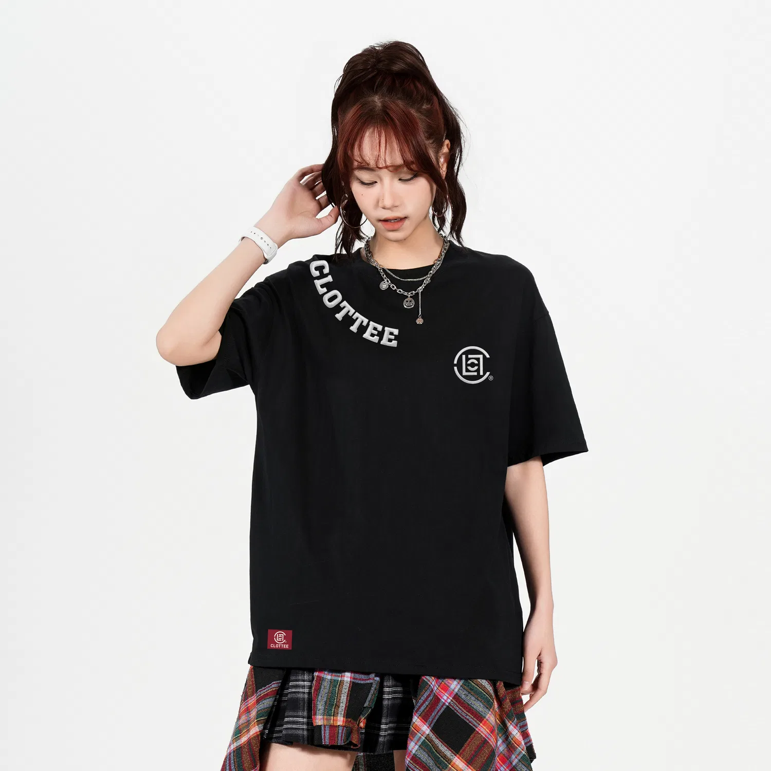 Детская футболка с круглым вырезом, прямой крой, Crew Neck Moderate Straight Fit, CLOT, Black — фото 4