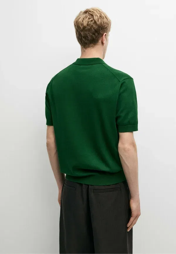 Футболка поло хлопковая Polo shirt Massimo Dutti, dark green, темно-зеленый — фото 3