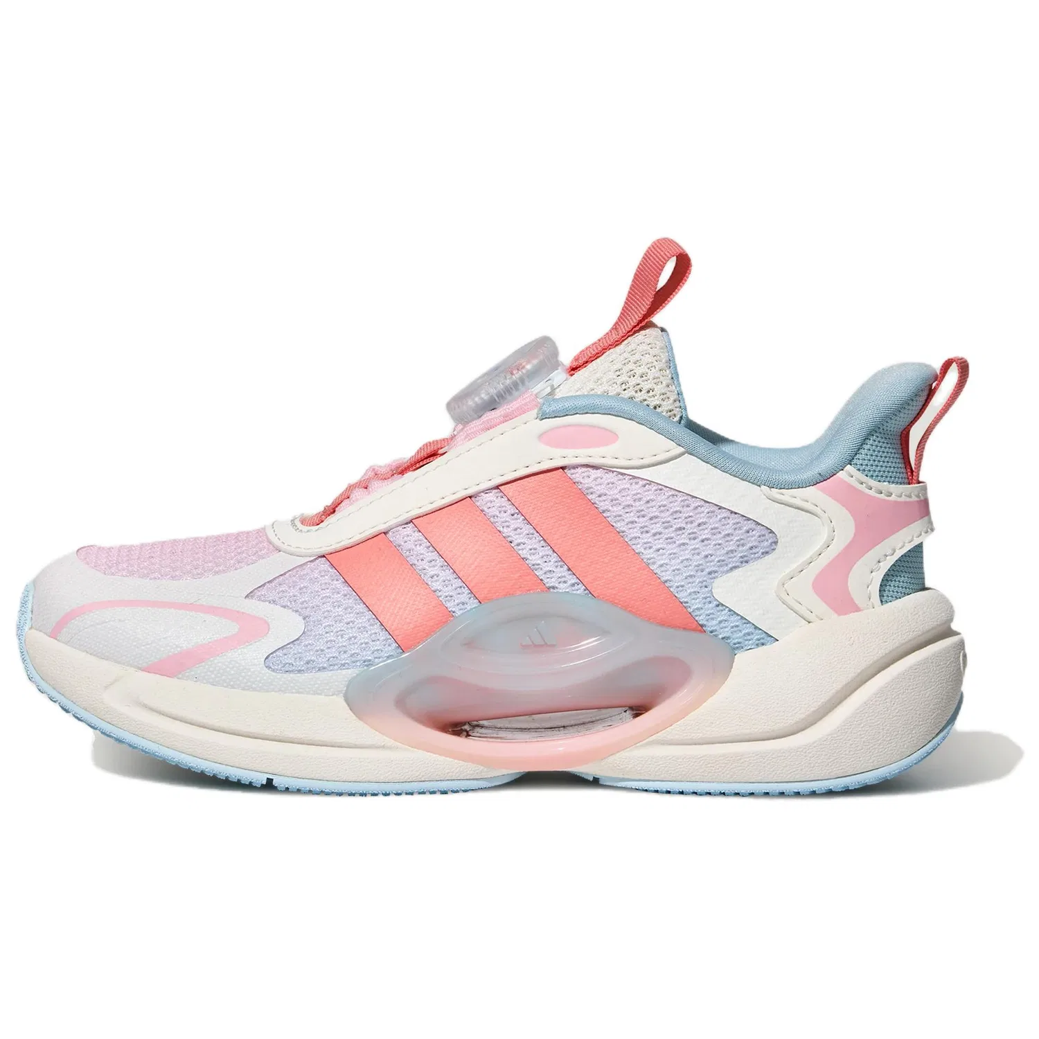 Детские кроссовки для бега с принтом Adidas, Bright White/Swirl Neon Red/Clear Pink
