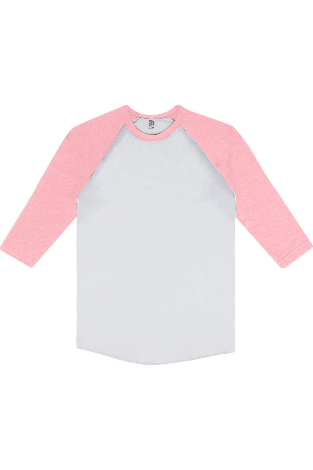 

Футболка бейсбольная Los Angeles Apparel USA-Made с рукавом три четверти и реглан, цвет white/ neon heather pink