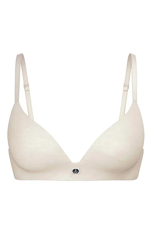 Женский бюстгальтер хлопковый с легкой подкладкой Victoria'S Secret, Light Beige With A Grizzle — фото 4