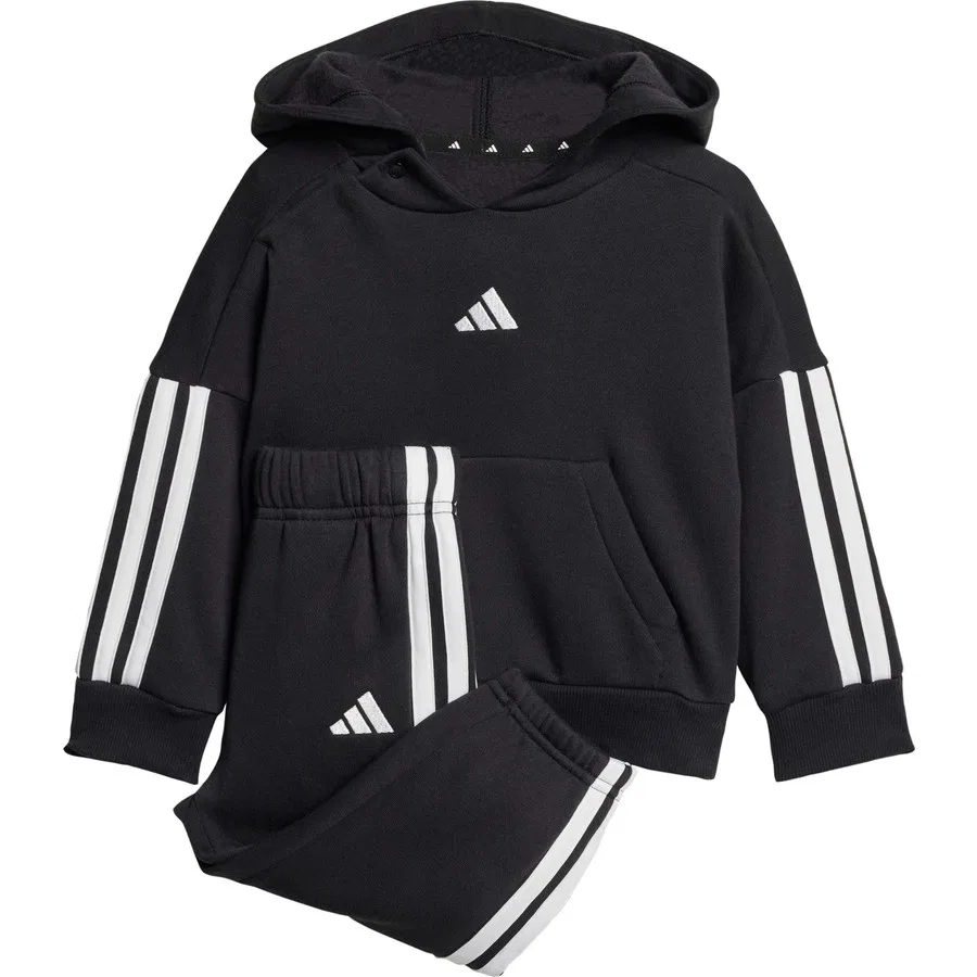 Детский спортивный комплект из футера с принтом 3-Банд Sports Wear JD6484 Essentials Joggers Set adidas, Черно-белый