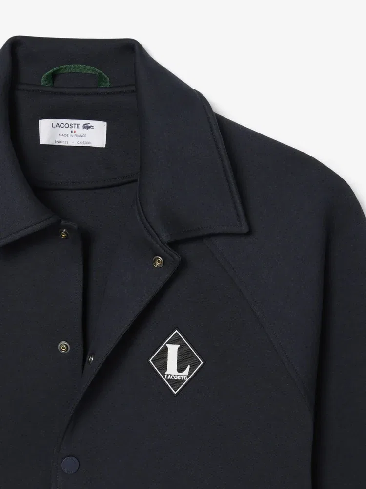 Джемпер LACOSTE с нашивкой, реглан, воротник, Navy — фото 3