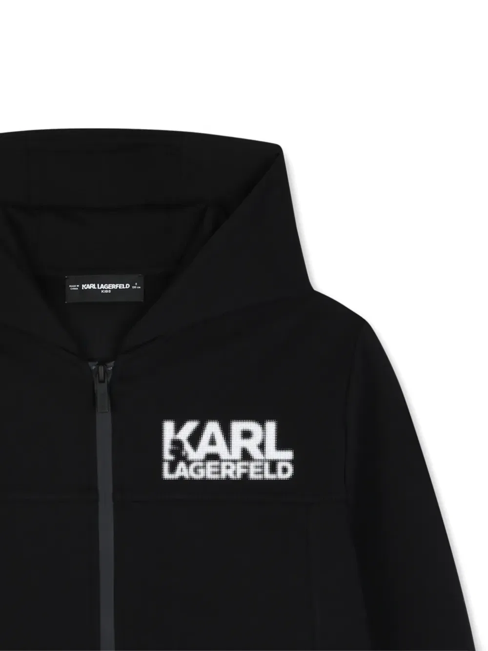 Худи на молнии с логотипом Karl Lagerfeld Kids, черный — фото 3