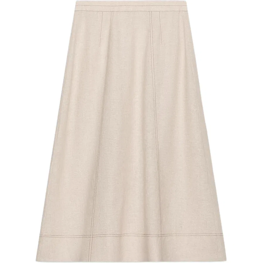 Женская юбка-трапеция Casual Long Skirts Light Beige ZARA, Light Beige — фото 3