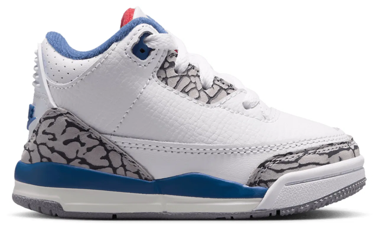 Детские кроссовки для мальчиков с принтом Jordan Retro 3, White/Red/Gray
