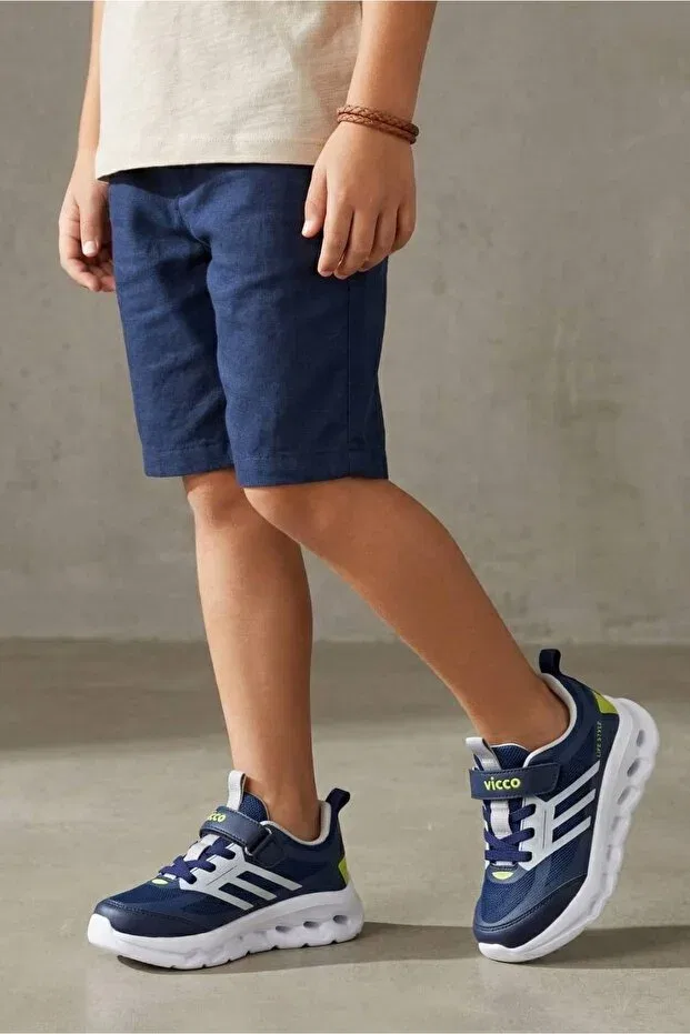 Детские повседневные кеды для девочек на шнуровке Vicco, Navy Blue