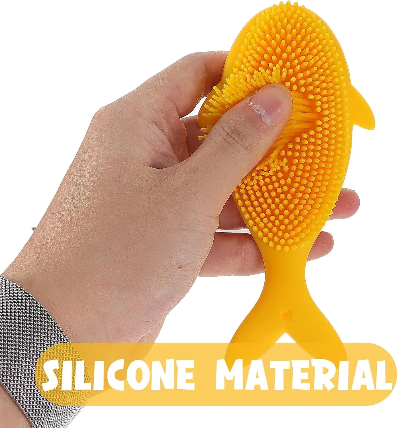 Силиконовая щетка для тела iplusmile, 14.5x7x3 см, Желтый — фото 4