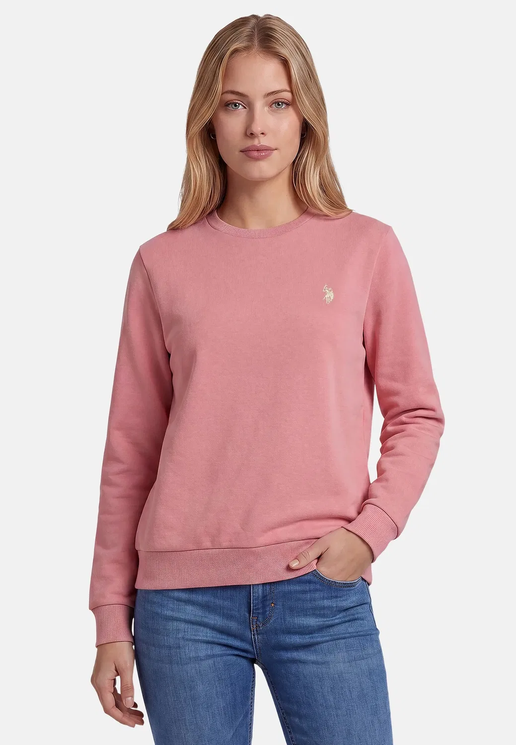 Женский свитер с круглым вырезом U.S. Polo Assn., Darkrose-Beige