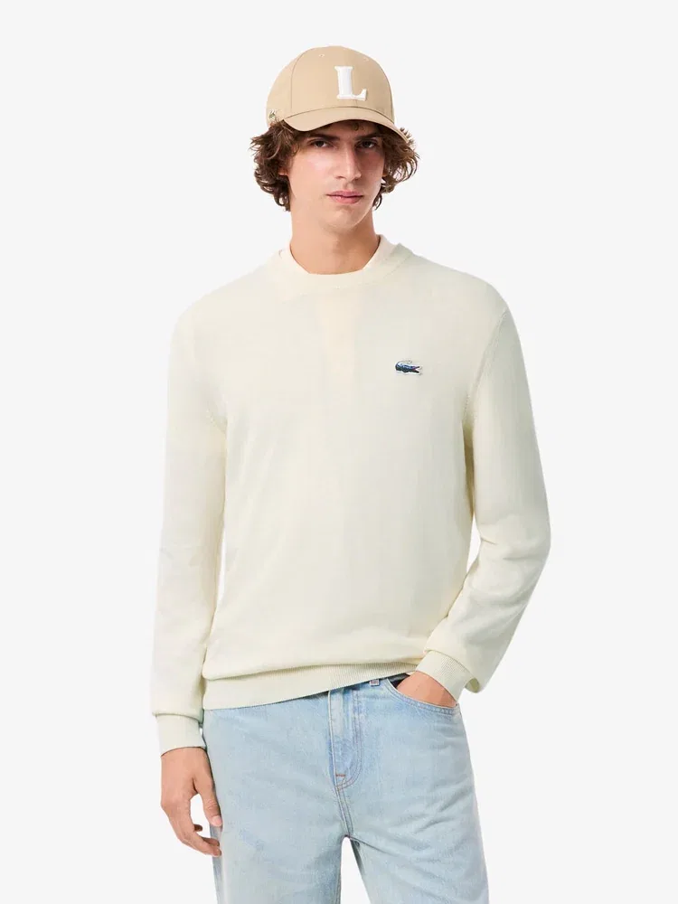 Свитер Holiday Croc круглый вырез LACOSTE, White