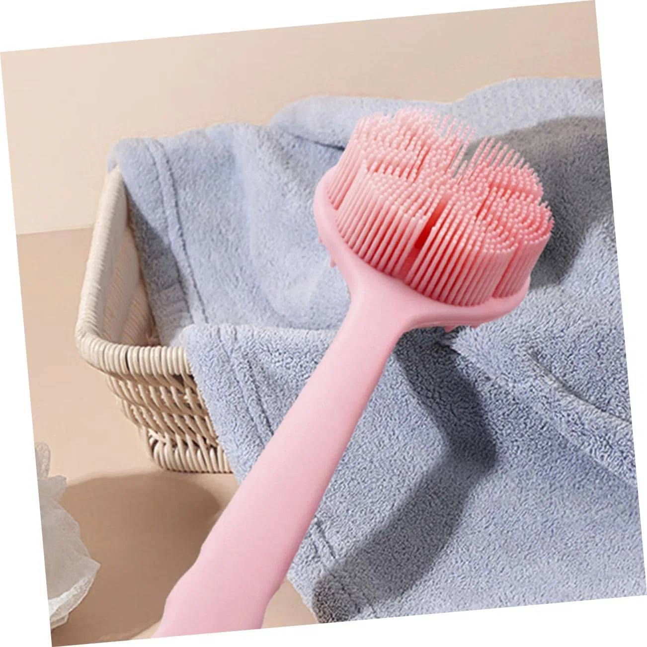 Щетка для тела с длинной ручкой, Silicone Body Brush, Veemoon, Розовый — фото 4
