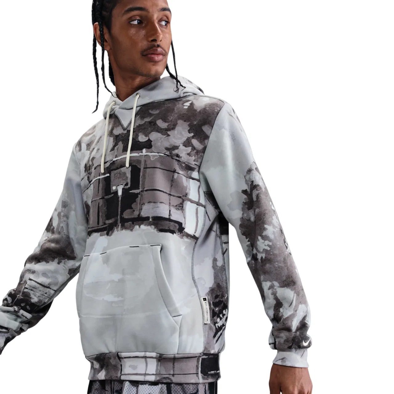 Толстовка мужская с капюшоном TF SI Brushed Pullover Nike, цвет Iron Grey/Pale Ivory