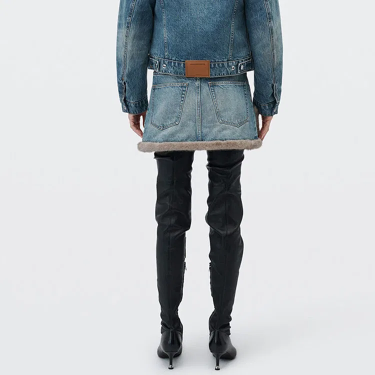 Женская джинсовая юбка-мини Alexander Wang, Light Indigo — фото 4