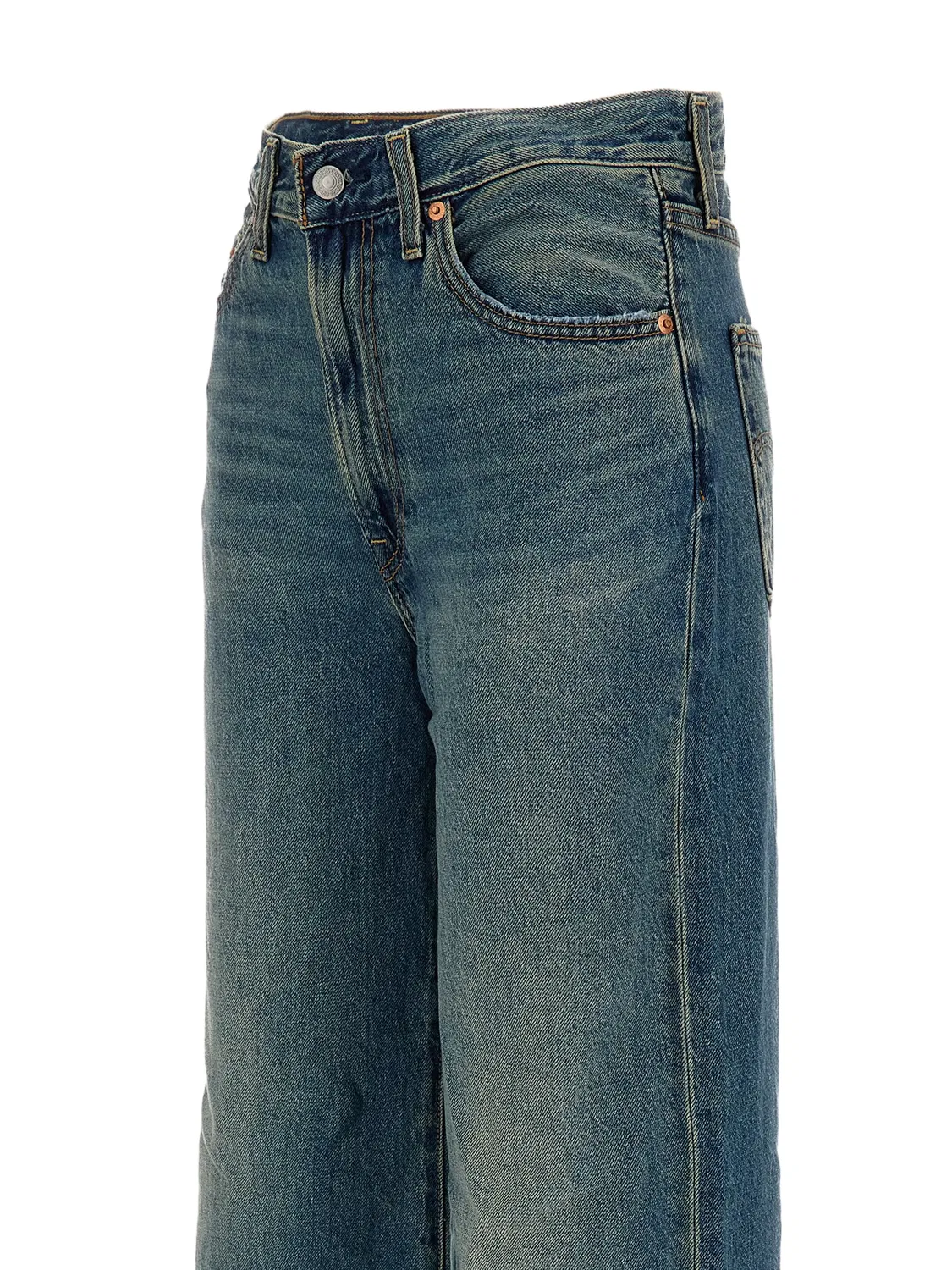 Широкие джинсы с эффектом потертости синие Levi's, синий — фото 2