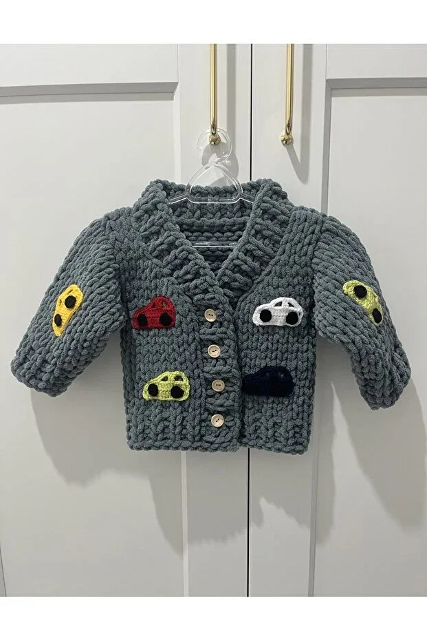 Детский кардиган с принтом Car motif Puffybaby Store, Gray