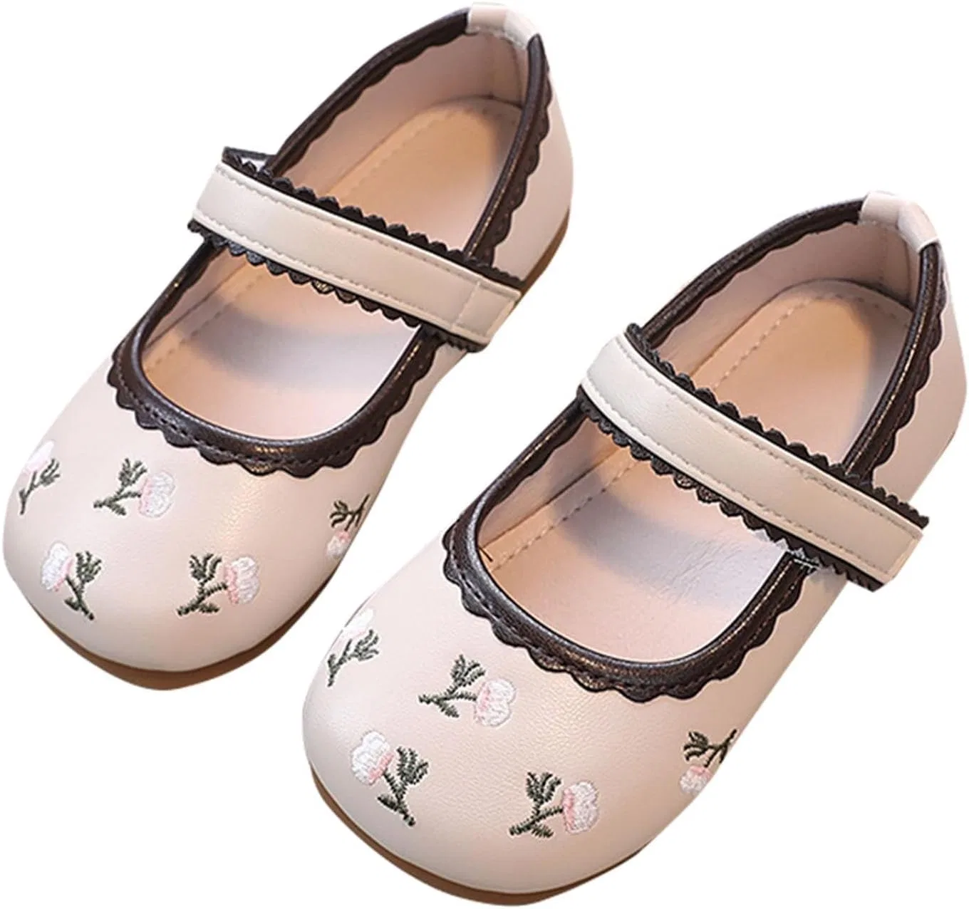 Детские туфли для девочек с цветочным принтом Mary Jane Flats, Black — фото 3