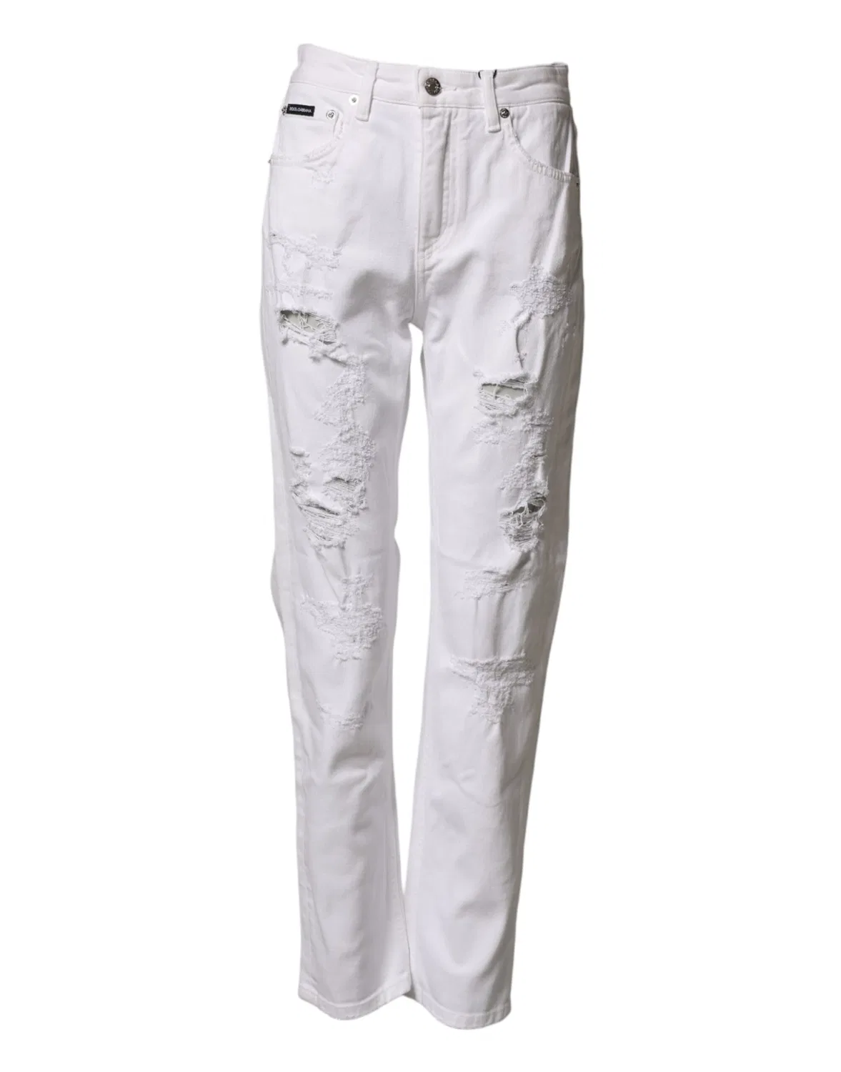 Женские джинсы-бойфренд с потертостями BOYFRIEND Dolce & Gabbana, White