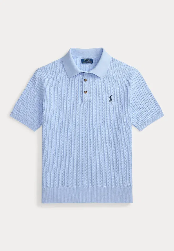 Джемпер с воротником-поло из хлопкового трикотажа Polo Ralph Lauren, синий — фото 4