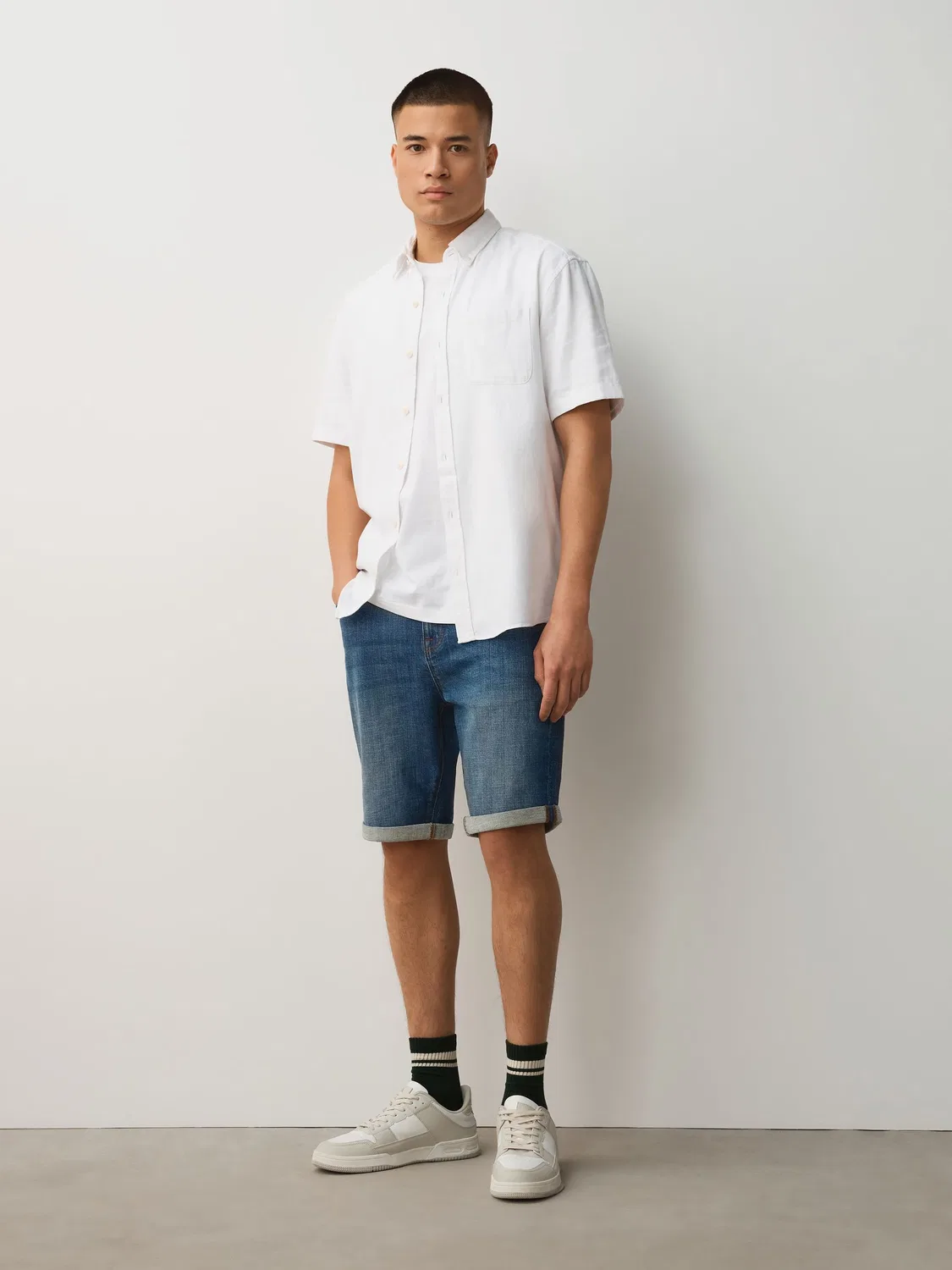 Шорты джинсовые Slim Fit Stretch Next, синий — фото 2