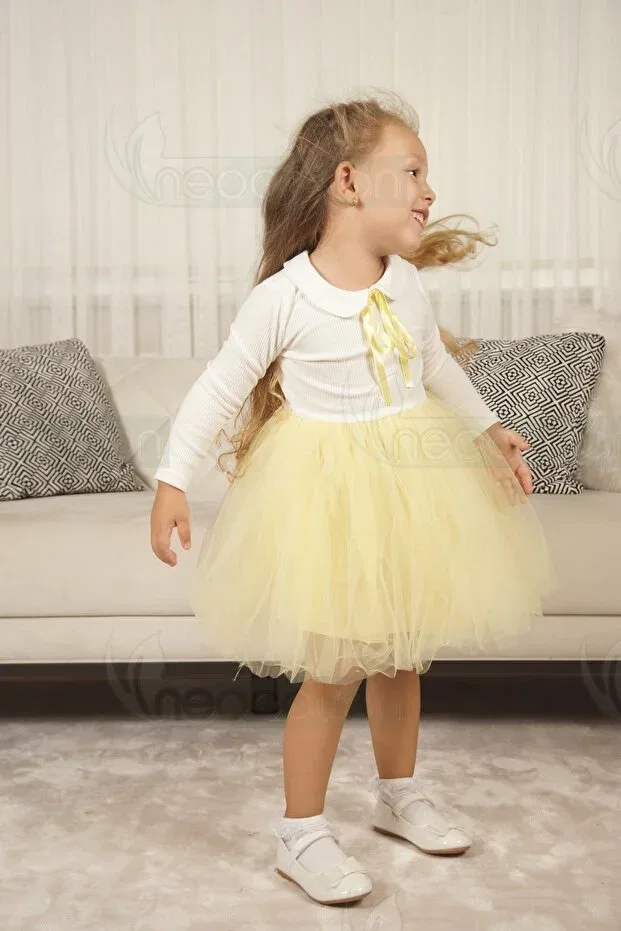 Детское платье для девочек с воротничком Neocotton, Long Yellow — фото 3