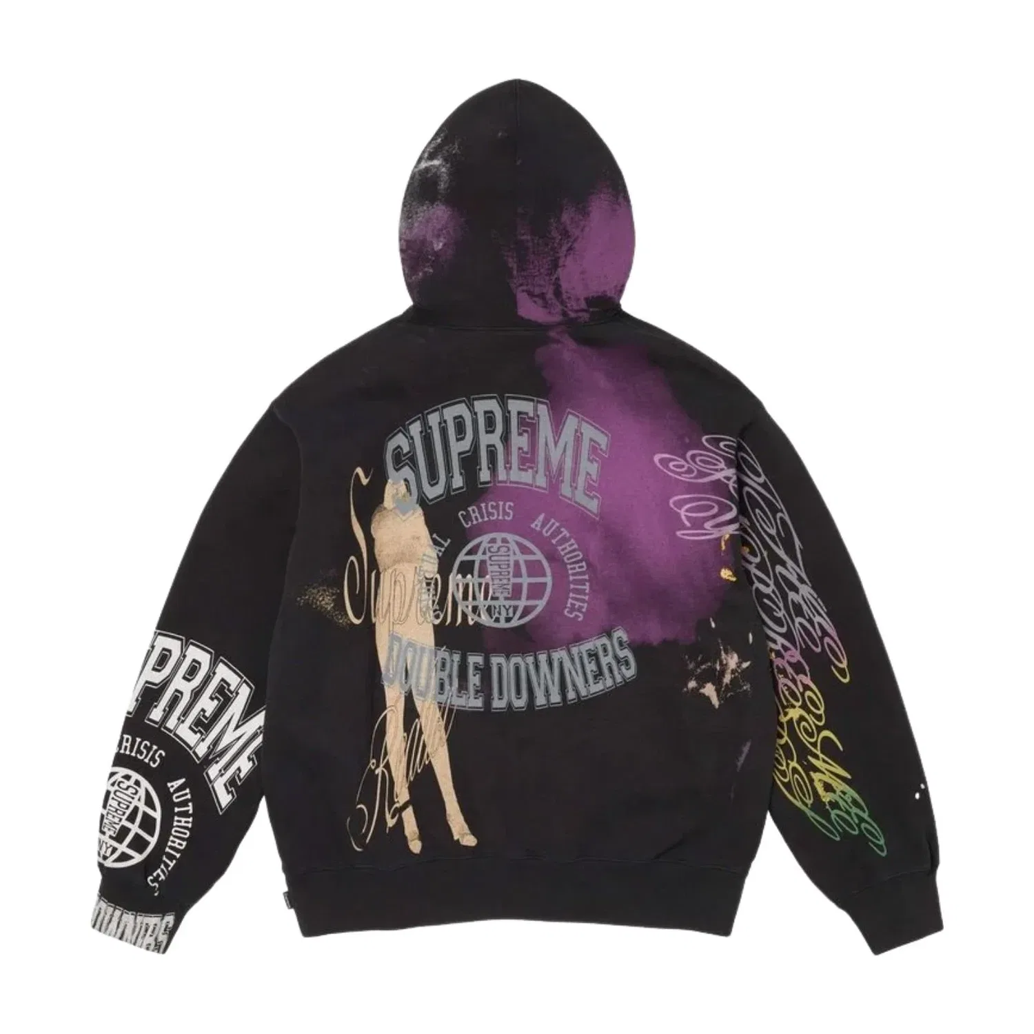 Мужское худи с принтом Supreme SS26 Overprint, черный — фото 2