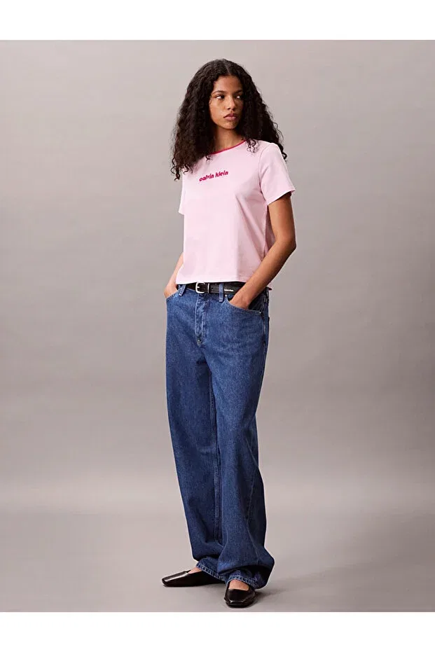 Женская футболка хлопковая Calvin Klein, Pink — фото 3