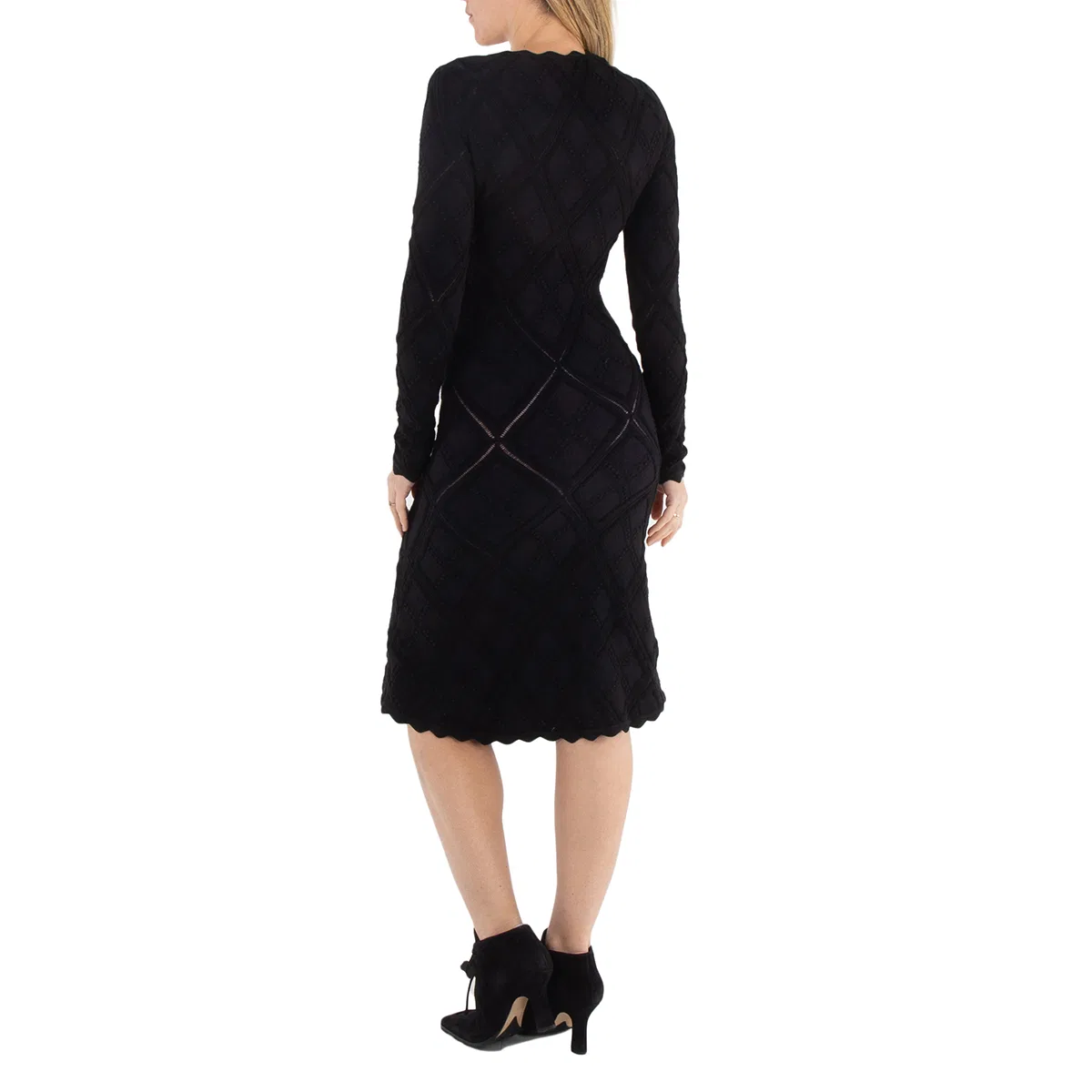 Платье вязаное с длинным рукавом Aran Long-Sleeved Flared Knitted Dress Burberry, Black — фото 4