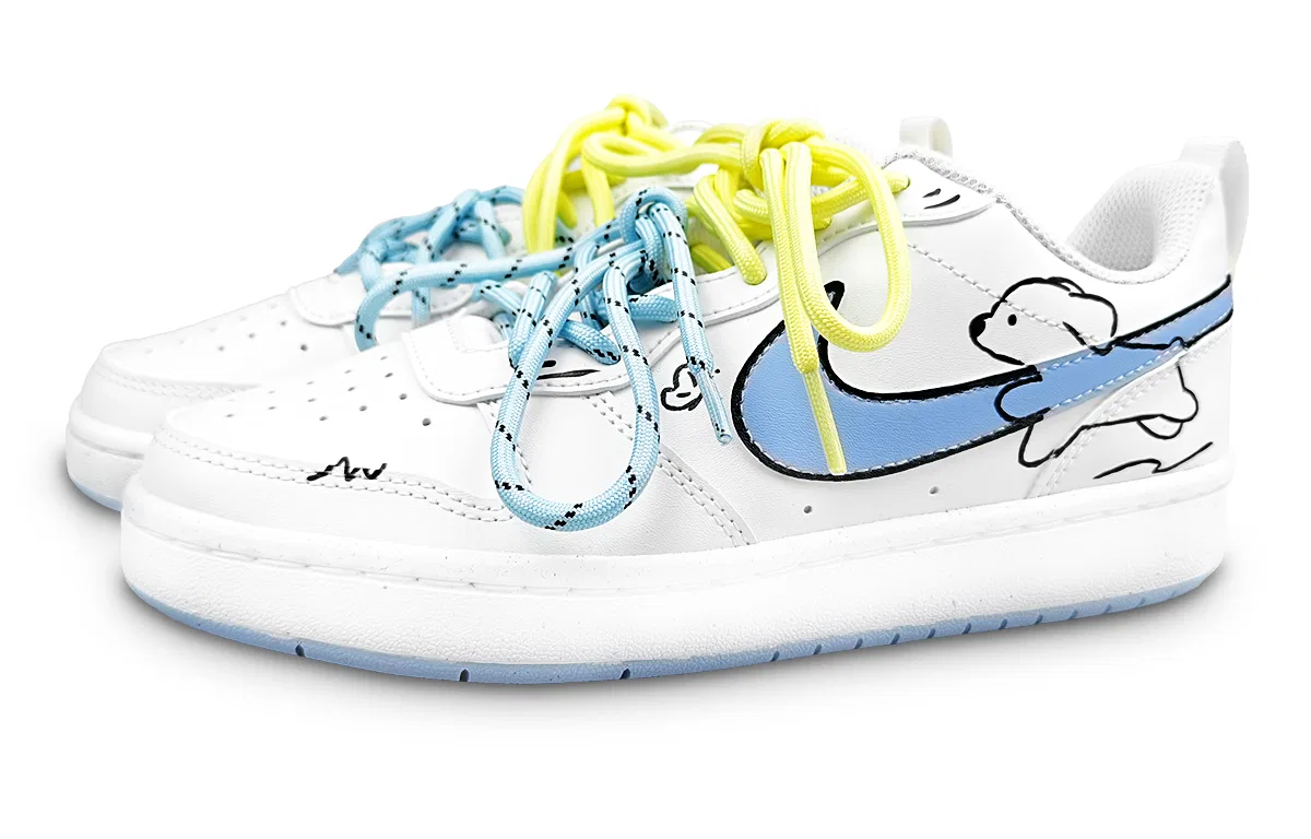Детские кроссовки для скейтбординга с принтом, бело-синие, Nike, White Blue — фото 4