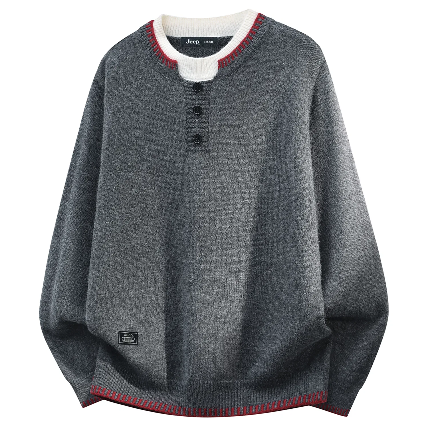 Детский свитер с круглым вырезом, прямой крой, Jeep, Dark Gray