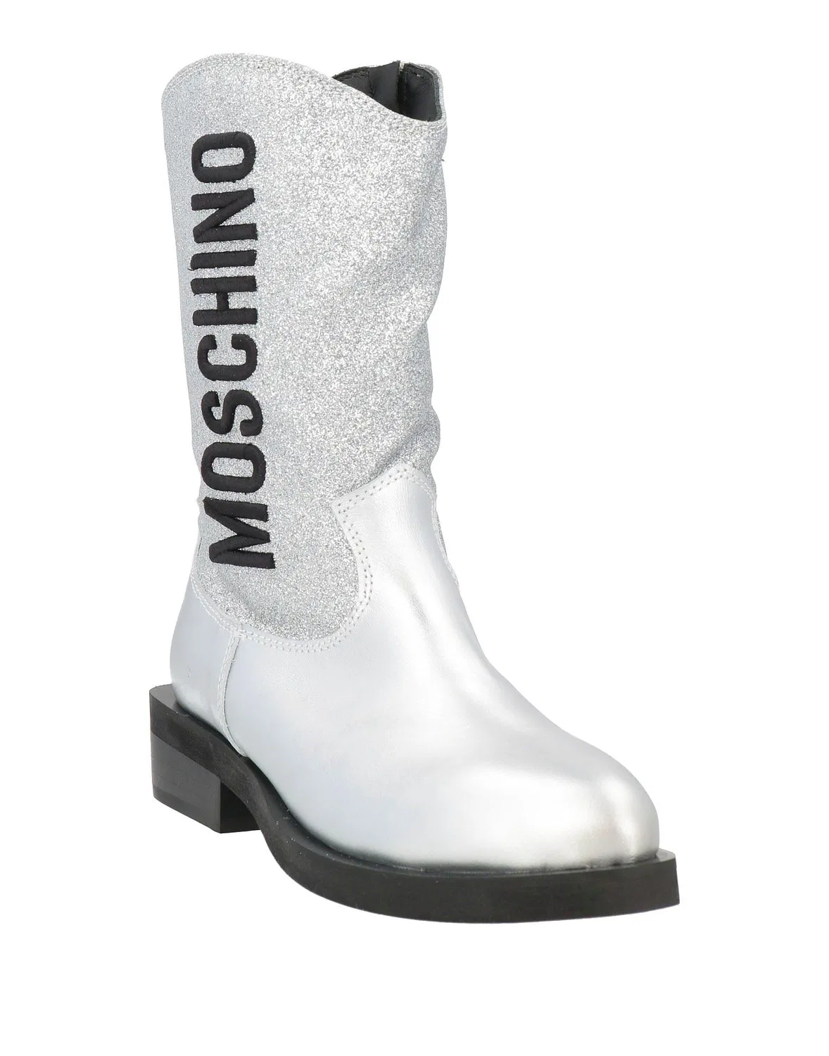 Детские ботинки для девочек с блестками Moschino Teen, серебряный — фото 2