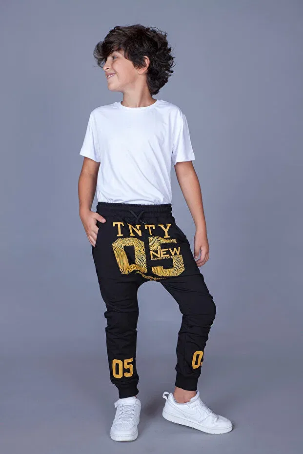 Детские спортивные штаны для мальчиков с принтом Baggy Type Toontoy, Black
