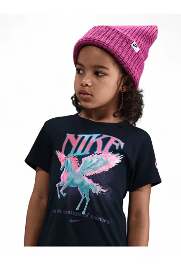 Детская футболка для девочек с принтом Pegasus ss tee girls Nike, 023 — фото 3