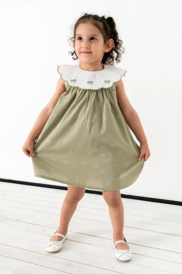 Детское платье для девочек с вышивкой Espadakids, Khaki — фото 4