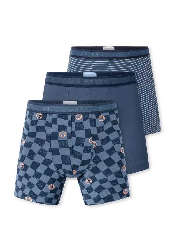 Комплект боксеров из 3 штук, полосатые, 95% хлопка, Schiesser, blau/weiß gestreift/dunkelblau, синий