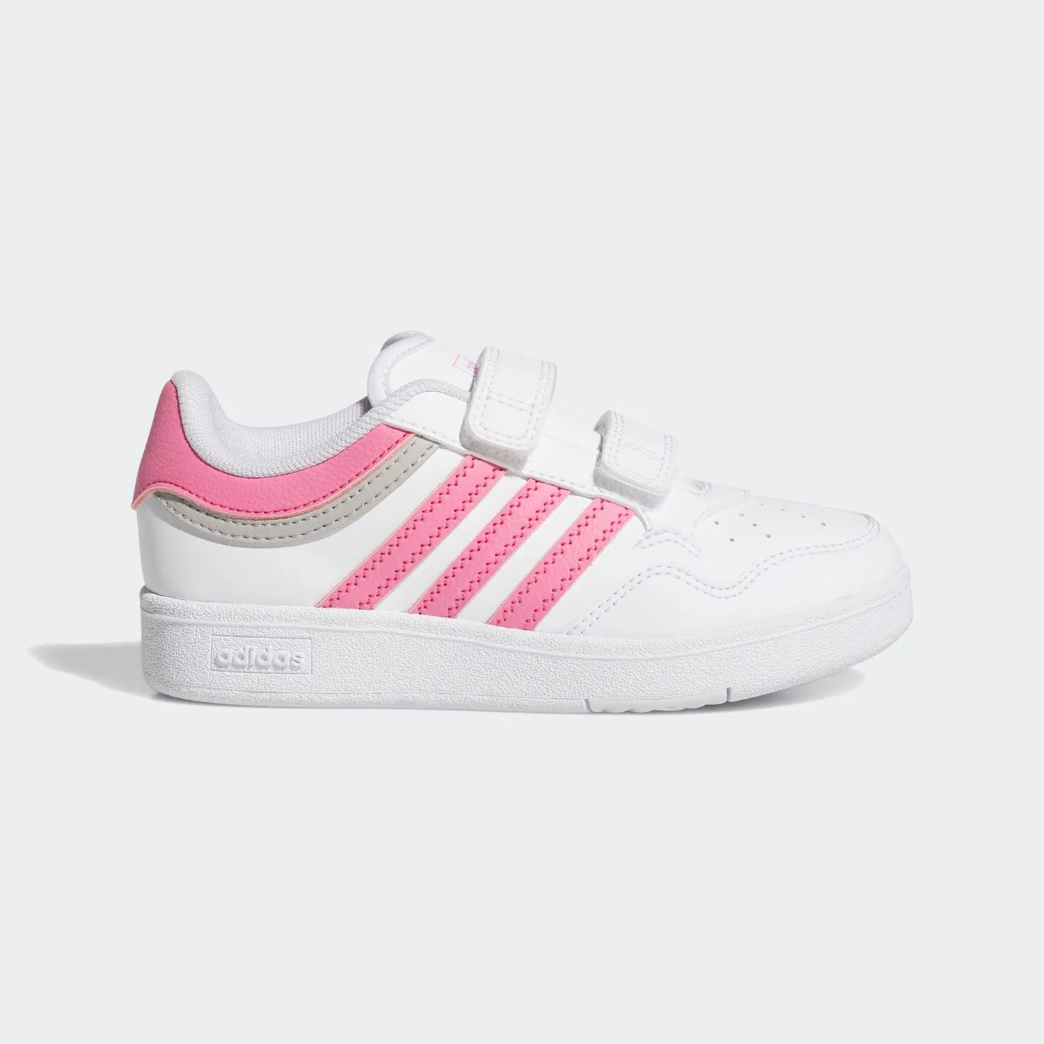 Детские кроссовки на липучках Hoops 4.0 Adidas, Cloud White/Pink Fusion/Grey Two — фото 2