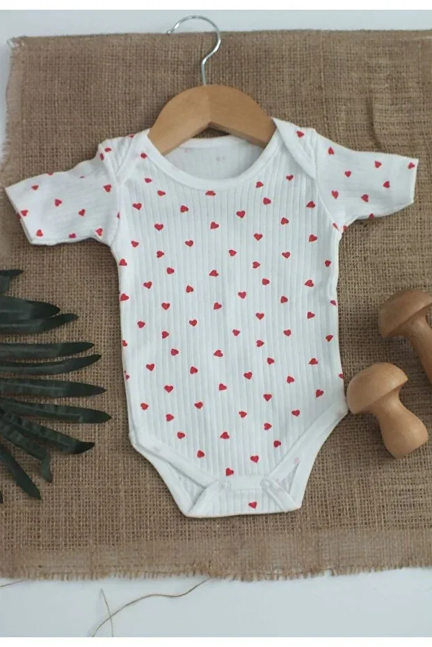 Детское боди с коротким рукавом с принтом Red Heart Bebe Wini, Ecru — фото 3