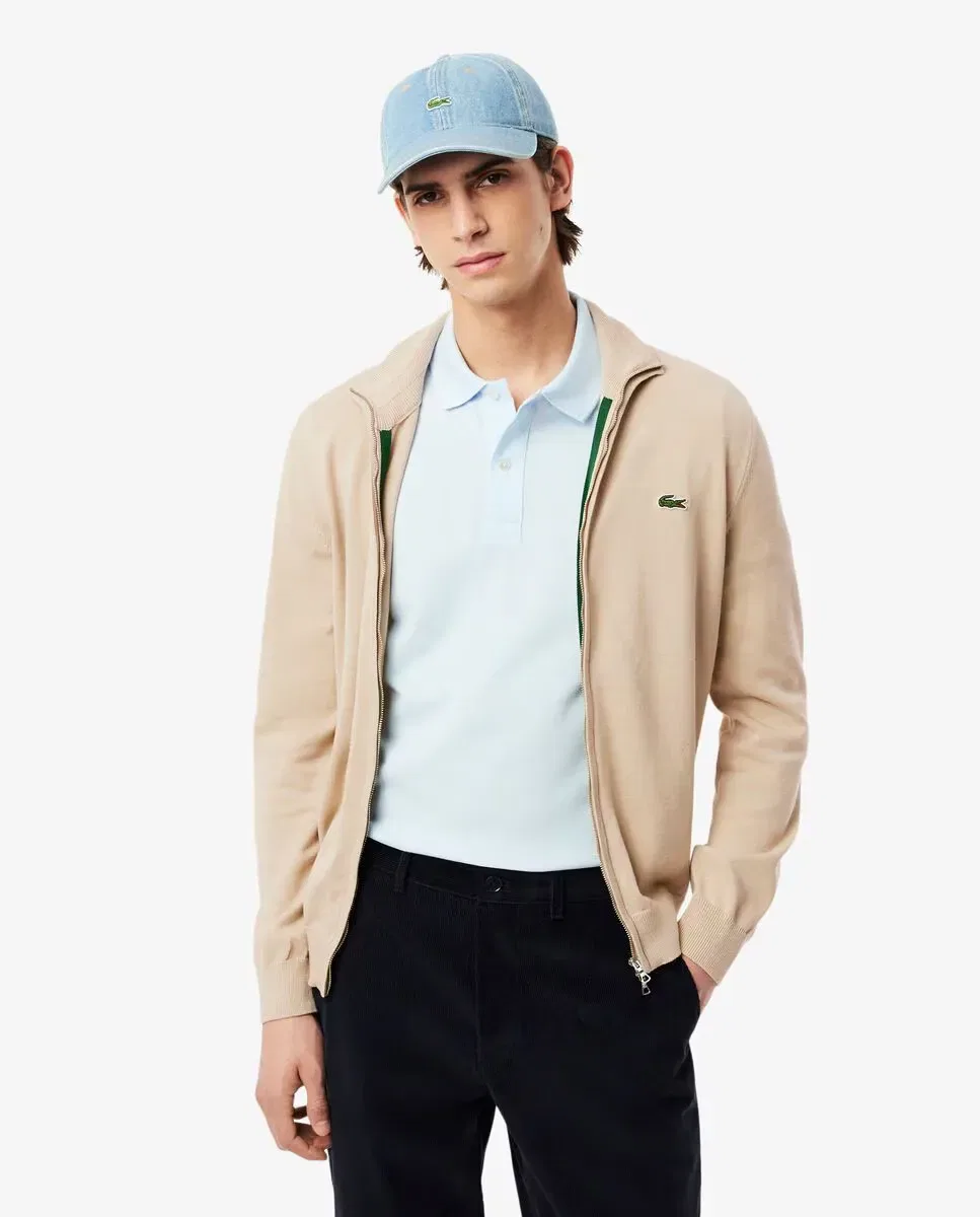 Мужской джемпер с высоким воротником на молнии Lacoste, Beige