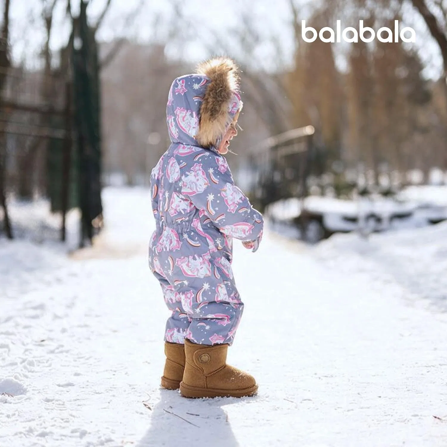 Детские зимние водонепроницаемые ботинки для девочек Balabala, Tan — фото 2