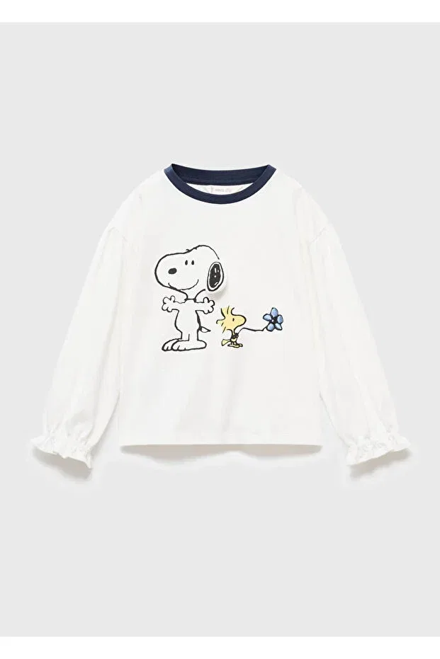 Детская футболка с принтом Snoopy printed t-shirt Mango Baby, Off White
